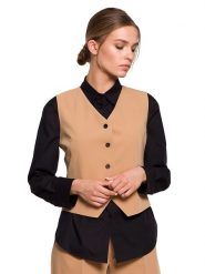 Stylove Kamizelka w kolorze beżowym rozmiar: XL. Brązowe kamizelki damskie Stylove, xl, bez wzorów, bez kaptura. Za 70.24 zł.
