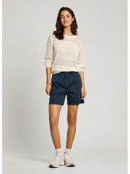 Pepe Jeans Szorty chino "Vania" - Regular fit - w kolorze granatowym rozmiar: S. Niebieskie szorty damskie Pepe Jeans, z aplikacjami, z jeansu. Za 171.28 zł.