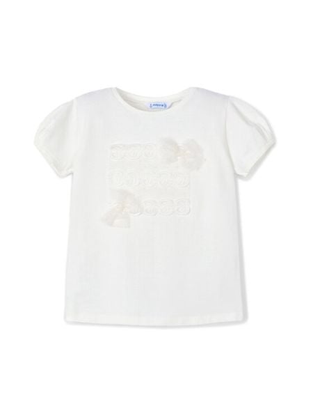 Mayoral T-Shirt 3001 Écru Regular Fit. Koszulki i t-shirty dziewczęce Mayoral, bez wzorów, z bawełny, bez kołnierzyka, bez ramiączek. Za 89.99 zł.
