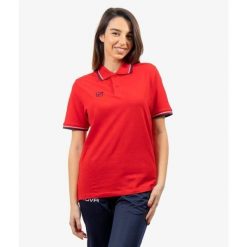 Koszulka polo Givova czerwono-granatowa unisex. Czerwone bluzki damskie Givova, bez wzorów, z bawełny, sportowe, bez kołnierzyka, bez ramiączek. Za 99.98 zł.
