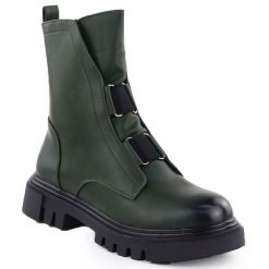 Workery damskie botki na platformie zielone Jezzi RMR2150-19. Zielone botki damskie Jezzi, ze skóry ekologicznej, bez obcasa, na platformie, bez zapięcia. Za 189.99 zł.