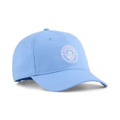 Czapka z daszkiem Essentials Manchester City PUMA. Białe czapki z daszkiem damskie Puma, bez wzorów, z bawełny. Za 99.00 zł.