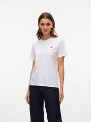Vero Moda Koszulka w kolorze białym rozmiar: XS. Białe bluzki damskie Vero Moda, xs, bez wzorów, z bawełny, bez kołnierzyka, bez ramiączek. Za 50.95 zł.
