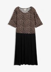 Sukienka T-shirtowa z czystej bawełny. Szare sukienki damskie bonprix, bez wzorów, z bawełny, bez ramiączek. Za 127.99 zł.