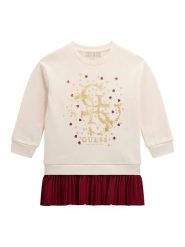 Guess Sukienka dzianinowa K5BK07 KAD74 Écru Regular Fit. Sukienki dziewczęce Guess, z aplikacjami, z bawełny, bez ramiączek, proste. Za 185.50 zł.