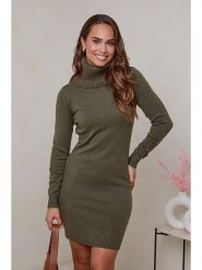 Soft Cashmere Sukienka dzianinowa w kolorze khaki rozmiar: 38/40. Brązowe sukienki damskie Soft Cashmere, bez wzorów, z dzianiny, klasyczne, bez ramiączek. Za 216.73 zł.