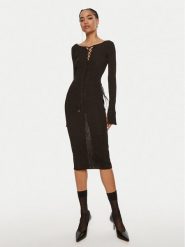 Patrizia Pepe Sukienka koktajlowa 8A1331 K1QZA K250 Czarny Slim Fit. Czarne sukienki damskie Patrizia Pepe, bez wzorów, z syntetyku, wizytowe, bez ramiączek. Za 559.99 zł.