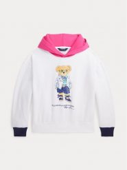 Polo Ralph Lauren Bluza Bear Hoodie 313926018001 Biały Regular Fit. Białe bluzy dziewczęce Polo Ralph Lauren, bez wzorów, z bawełny, bez ramiączek, bez kaptura. Za 359.99 zł.