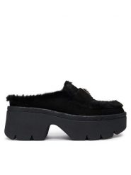 Guess Klapki FLFBRI ESU06 Czarny. Czarne klapki damskie Guess, z aplikacjami, ze skóry, bez obcasa, bez zapięcia. Za 509.99 zł.