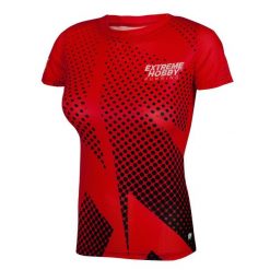 Koszulka do biegania damska z krótkim rękawem EXTREME HOBBY HALFTONE. Czerwone bluzki damskie EXTREME HOBBY, xl, bez wzorów, z elastanu, bez kołnierzyka, bez ramiączek. Za 139.00 zł.