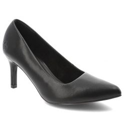 Czółenka damskie Rieker w klasycznym eleganckim fasonie ze smukłym noskiem i stabilnym obcasem typu szpilka czarne, 41160-01 Black. Czarne czółenka damskie Rieker, bez wzorów, bez obcasa, na szpilce. Za 349.00 zł.