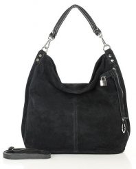 Torebka damska czarna MARCO MAZZINI s92aa. Czarne shopper bag z jeansu, na ramię, duże, zdobione, bez dodatków. Za 379.05 zł.