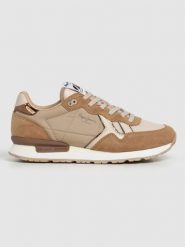 Pepe Jeans FOOTWEAR Sneakersy "Brit Mirror" w kolorze beżowo-jasnobrązowym rozmiar: 36. Brązowe obuwie sportowe damskie Pepe Jeans FOOTWEAR, z jeansu, bez zapięcia. Za 184.02 zł.
