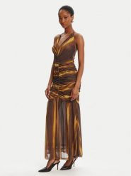 Bardot Sukienka koktajlowa Aries Mesh Maxi 59999DB Brązowy Slim Fit. Brązowe sukienki damskie Bardot, bez wzorów, z meshu, wizytowe, bez ramiączek. Za 329.99 zł.