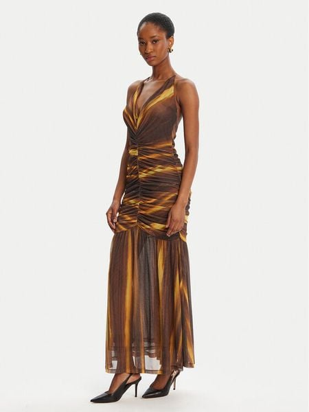 Bardot Sukienka koktajlowa Aries Mesh Maxi 59999DB Brązowy Slim Fit. Brązowe sukienki damskie Bardot, bez wzorów, z meshu, wizytowe, bez ramiączek. Za 279.99 zł.