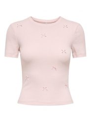 ONLY T-Shirt Femke 15369336 Różowy jasny Slim Fit. Czerwone t-shirty damskie Only, xl, bez wzorów, z bawełny, bez kołnierzyka. Za 99.99 zł.
