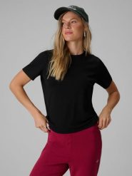 4F T-shirt regular gładki damski - czarny L. Czarne t-shirty damskie 4F, l, bez wzorów, z bawełny, bez kołnierzyka. Za 69.99 zł.