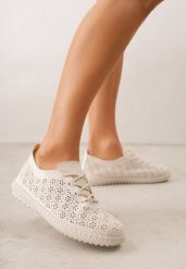 Beżowe Tenisówki z Ażurową Cholewką Tidella. Brązowe obuwie sportowe damskie Born2be, w ażurowe wzory, z jeansu, bez zapięcia. Za 69.99 zł.