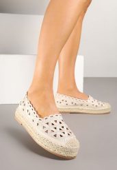 Beżowe Ażurowe Espadryle na Płaskiej Plecionej Podeszwie Sepanisse. Brązowe espadryle damskie Renee, w ażurowe wzory, bez obcasa, na płaskiej podeszwie. Za 59.99 zł.