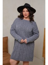 Curvy Lady Sukienka dzianinowa w kolorze szarym rozmiar: 48/50. Szare sukienki damskie Curvy Lady, bez wzorów, z dzianiny, klasyczne, bez ramiączek. Za 132.67 zł.