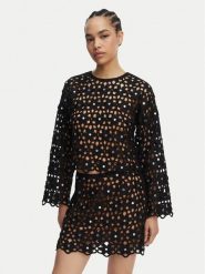 MICHAEL Michael Kors Bluzka MS651ZMKNE Czarny Regular Fit. Czarne bluzki damskie MICHAEL Michael Kors, m, bez wzorów, z syntetyku, bez kołnierzyka, bez ramiączek. Za 989.99 zł.