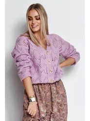 Makadamia Kardigan w kolorze liliowym rozmiar: onesize. Różowe kardigany damskie Makadamia, w ażurowe wzory, z wełny. Za 265.95 zł.