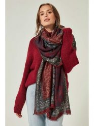 Lucky Bees Szal w kolorze czerwono-granatowym - 180 x 90 cm rozmiar: onesize. Czerwone szaliki damskie Lucky Bees, bez wzorów, z materiału. Za 100.04 zł.