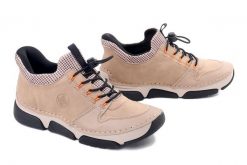 Rieker 45963-20 beige, półbuty damskie. Brązowe półbuty damskie Rieker, bez wzorów, bez obcasa, bez zapięcia. Za 399.90 zł.
