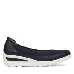 Półbuty Ara. Niebieskie czółenka damskie Ara, bez wzorów, bez obcasa, na koturnie, bez zapięcia. Za 489.99 zł.