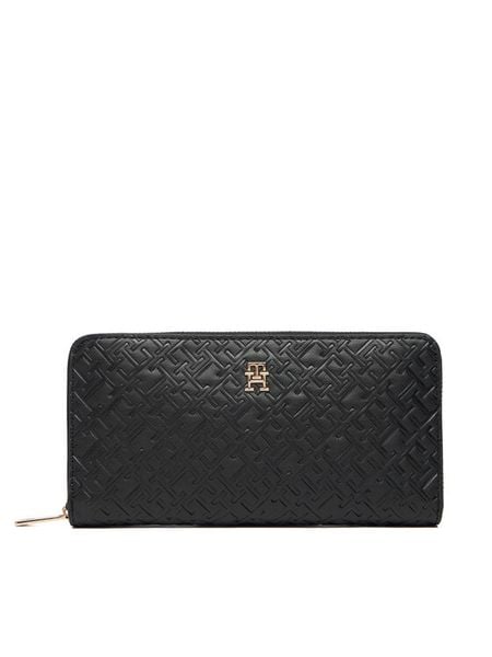 Tommy Hilfiger Portfel Lgr Za Mono AW0AW18036 Czarny. Czarne portfele damskie Tommy Hilfiger, bez wzorów, ze skóry. Za 349.99 zł.