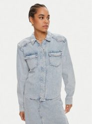 Gestuz Koszula jeansowa Kaily 10909063 Niebieski Oversize. Niebieskie koszule damskie Gestuz, bez wzorów, z bawełny, bez kołnierzyka, bez ramiączek. Za 339.99 zł.