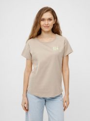 Derbe Koszulka w kolorze beżowym rozmiar: XS. Brązowe bluzki damskie Derbe, xs, bez wzorów, z bawełny, bez kołnierzyka, bez ramiączek. Za 69.75 zł.