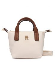 Tommy Hilfiger Torebka Popette Micro Tote AW0AW18368 Écru. Torebki klasyczne damskie Tommy Hilfiger, z materiału, bez dodatków. Za 329.99 zł.