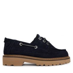 Półbuty Tommy Jeans. Niebieskie półbuty damskie Tommy Jeans, bez wzorów, z jeansu, bez obcasa, na płaskiej podeszwie, bez zapięcia. Za 569.99 zł.