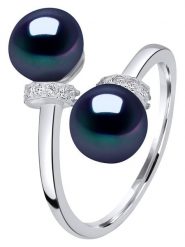 Pearl Addict Srebrny pierścionek z perłami rozmiar: onesize. Niebieskie pierścionki damskie Pearl Addict, z cyrkonią, srebrne. Za 217.99 zł.