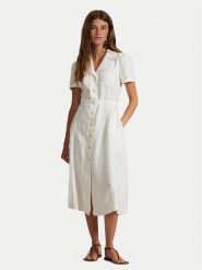 Polo Ralph Lauren Sukienka koszulowa 211972041001 Biały Regular Fit. Białe sukienki damskie Polo Ralph Lauren, bez wzorów, ze lnu, bez ramiączek. Za 929.99 zł.