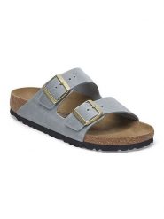 Birkenstock Skórzane klapki "Arizona" w kolorze szarym rozmiar: 36. Szare klapki damskie Birkenstock, bez wzorów, z otwartym noskiem, bez obcasa, bez zapięcia. Za 412.34 zł.
