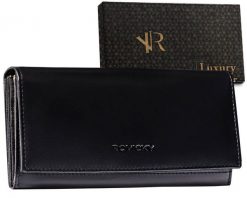 Portfel skórzany Rovicky R-RD-35-GCL Black czarny. Czarne portfele damskie ROVICKY, bez wzorów, ze skóry. Za 79.00 zł.