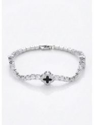 Atelier MIU Posrebrzana bransoletka z cyrkoniami i elementami ozdobnymi rozmiar: onesize. Czarne bransoletki damskie atelier MIU, posrebrzane. Za 43.99 zł.