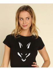 WOOOP Koszulka "Foxy Shape" w kolorze czarnym rozmiar: M. Czarne koszulki damskie Wooop, m, bez wzorów, z bawełny, bez kołnierzyka, bez ramiączek. Za 56.99 zł.