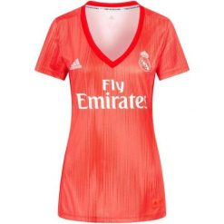 T-shirt Adidas Ladies Real Madrid - Stylowy i Sportowy. Czerwone koszulki sportowe damskie YB SPORTS, bez wzorów, bez ramiączek, do piłki nożnej. Za 193.99 zł.