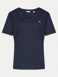 Gant T-Shirt Shield 4200750 Granatowy Regular Fit. Niebieskie t-shirty damskie Gant, xs, bez wzorów, z bawełny, bez kołnierzyka. Za 129.99 zł.