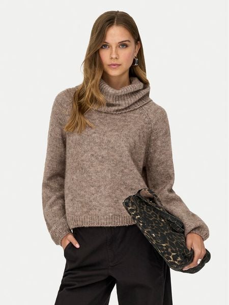 ONLY Golf Gila 15358571 Brązowy Regular Fit. Brązowe golfy damskie Only, m, bez wzorów, z syntetyku, bez ramiączek. Za 169.99 zł.