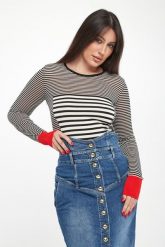 Sweter damski w paski ELISABETTA FRANCHI. Swetry klasyczne damskie Elisabetta Franchi, bez kołnierzyka. Za 1,359.00 zł.