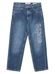 Guess Jeansy J5YA09 D45E0 Niebieski Regular Fit. Niebieskie jeansy dziewczęce Guess, z aplikacjami, z bawełny. Za 169.99 zł.