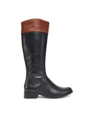 Caprice Oficerki 9-25511-41 Czarny. Czarne kozaki damskie Caprice, ze skóry, bez obcasa, na płaskiej podeszwie, bez zapięcia. Za 659.99 zł.
