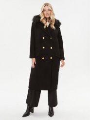 Elisabetta Franchi Płaszcz wełniany CP-44D-36E2-008339 Czarny Regular Fit. Czarne płaszcze damskie Elisabetta Franchi, na zimę, bez wzorów, z wełny, bez kaptura. Za 4,979.00 zł.