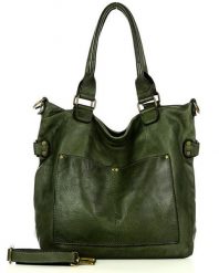 Torebka damska zielona MARCO MAZZINI v7j. Zielone shopper bag MARCO MAZZINI, bez wzorów, ze skóry, duże, bez dodatków. Za 489.25 zł.
