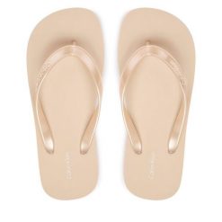 Japonki Calvin Klein. Czerwone klapki damskie Calvin Klein, bez wzorów, bez obcasa, bez zapięcia. Za 149.99 zł.