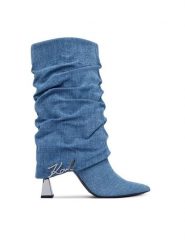 KARL LAGERFELD Kozaki Debutante KL32086 Granatowy. Niebieskie kozaki damskie KARL LAGERFELD, z materiału, bez obcasa, na słupku, bez zapięcia. Za 1,209.00 zł.